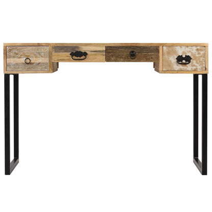 vidaXL Schreibtisch Mangoholz Massiv und Echtleder 117x50x76 cm