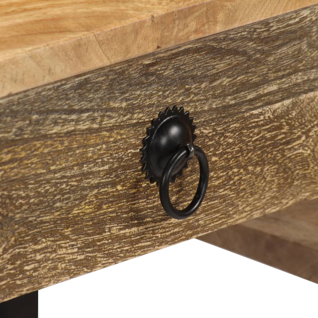 vidaXL Schreibtisch Mangoholz Massiv und Echtleder 117x50x76 cm