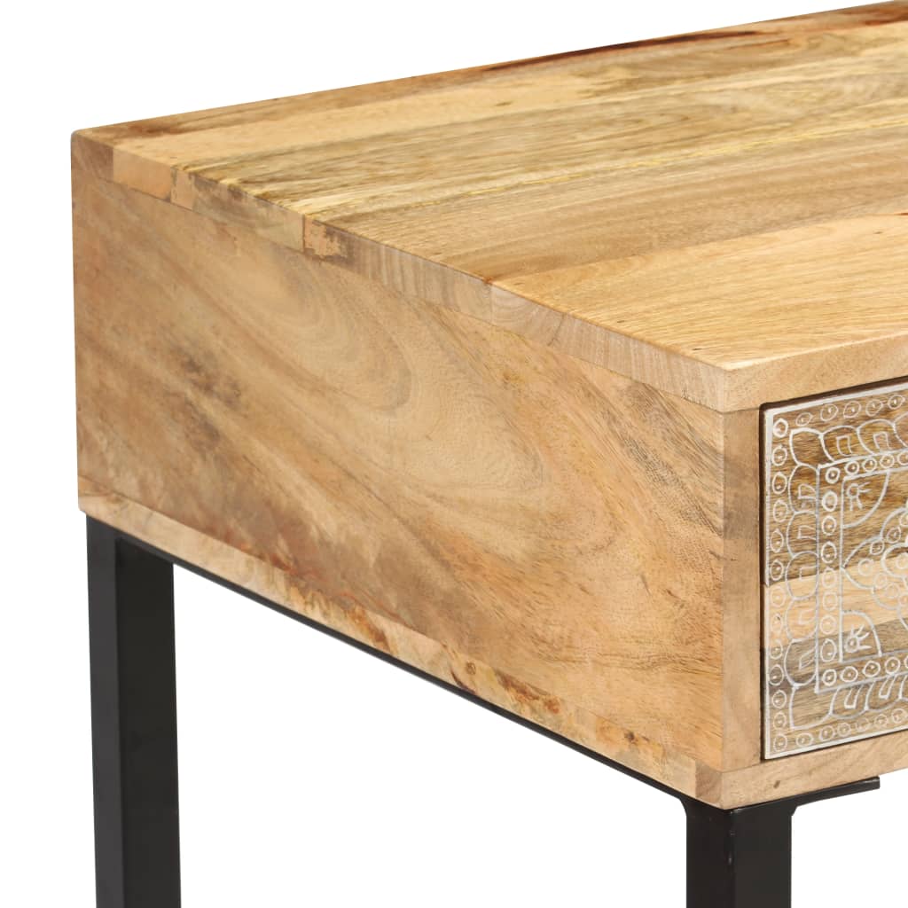 vidaXL Schreibtisch Mangoholz Massiv und Echtleder 117x50x76 cm