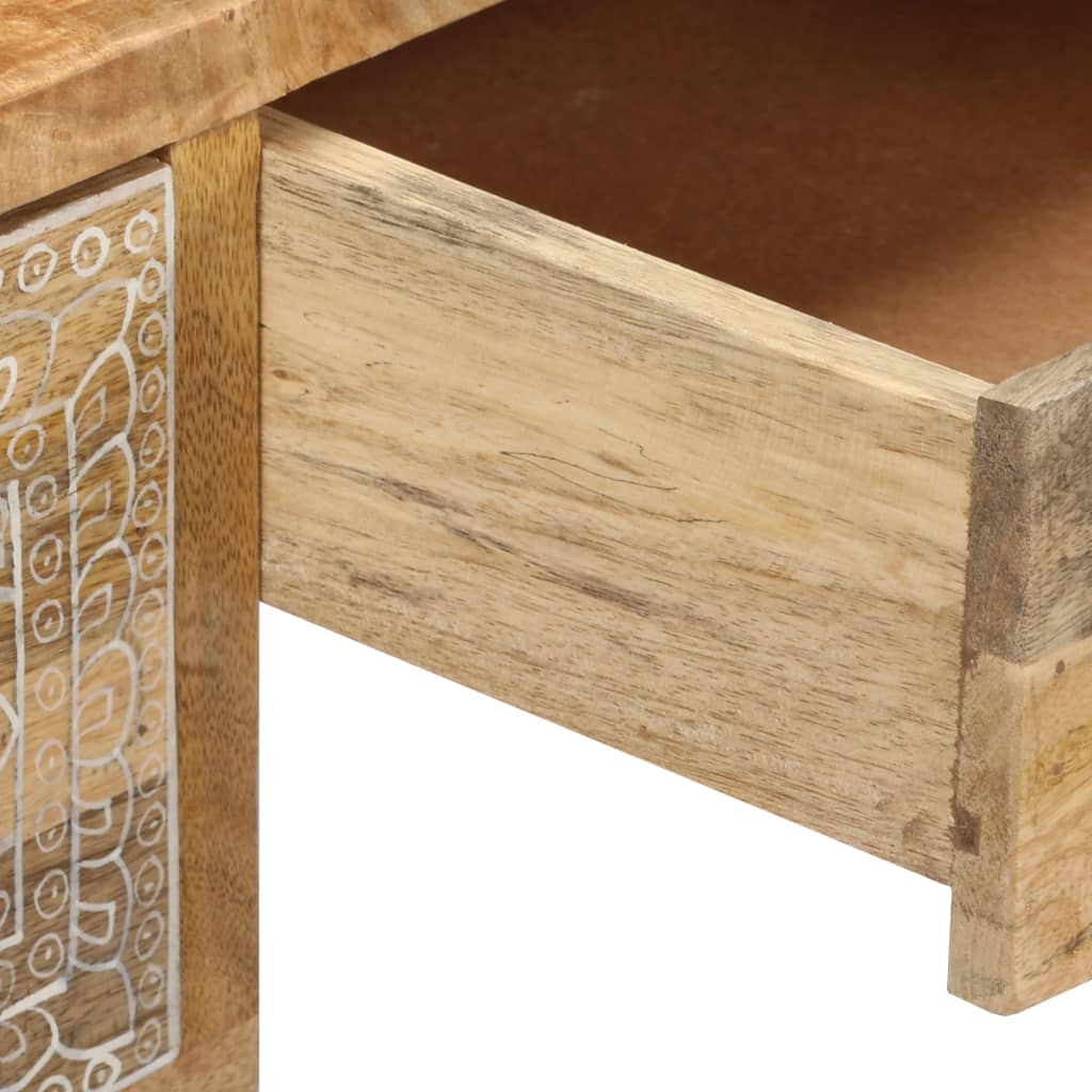 vidaXL Schreibtisch Mangoholz Massiv und Echtleder 117x50x76 cm