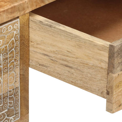 vidaXL Schreibtisch Mangoholz Massiv und Echtleder 117x50x76 cm