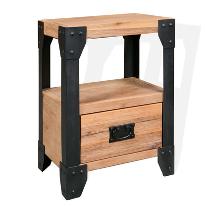 vidaXL Table de chevet Acier Bois d'acacia massif 40 x 30 x 54 cm