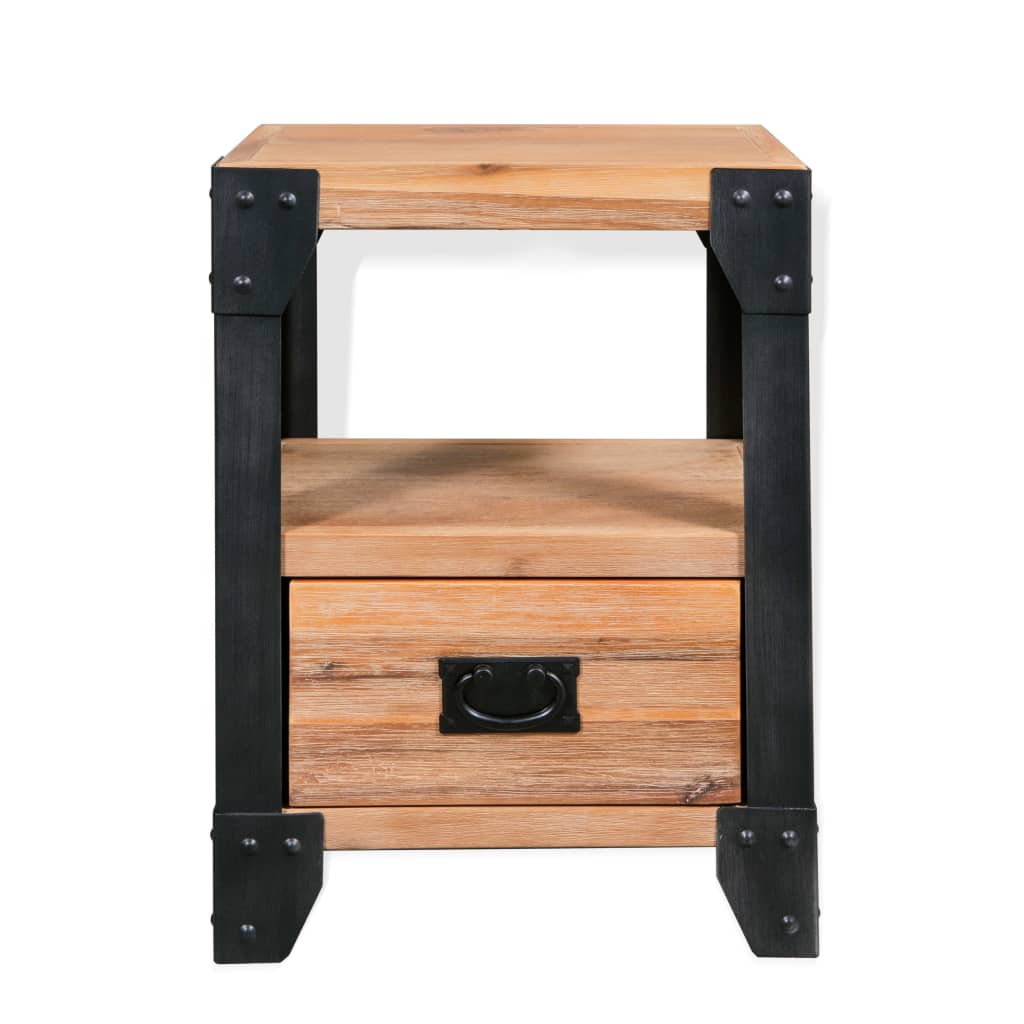 vidaXL Table de chevet Acier Bois d'acacia massif 40 x 30 x 54 cm