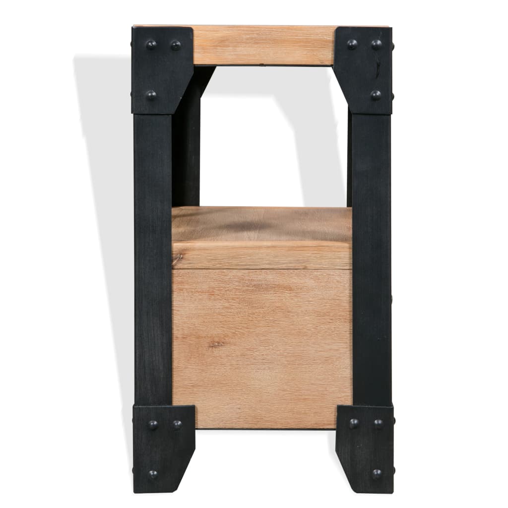 vidaXL Table de chevet Acier Bois d'acacia massif 40 x 30 x 54 cm