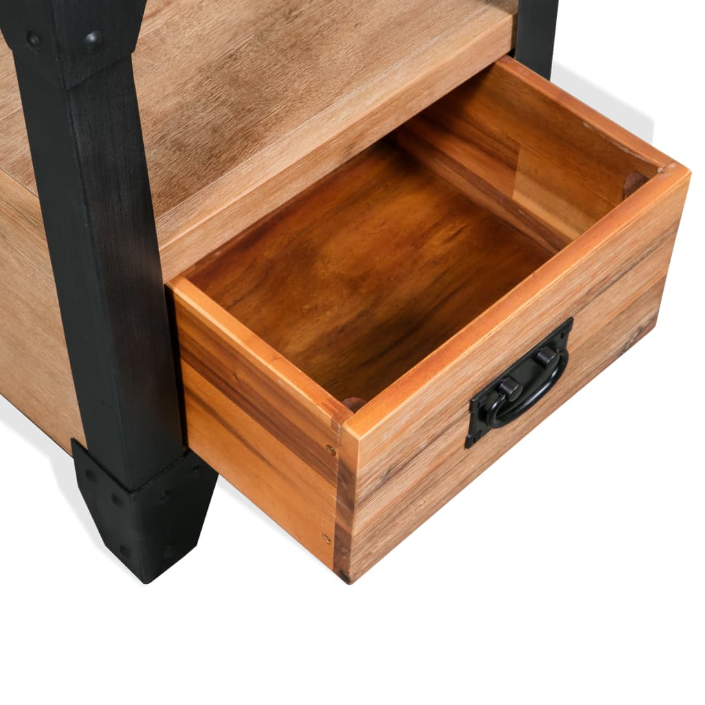 vidaXL Table de chevet Acier Bois d'acacia massif 40 x 30 x 54 cm
