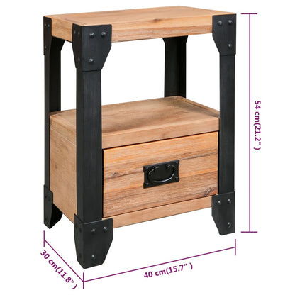 vidaXL Table de chevet Acier Bois d'acacia massif 40 x 30 x 54 cm