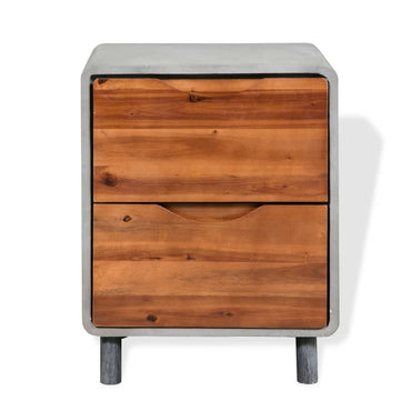 vidaXL Table de chevet Béton Bois d'acacia massif 40x30x50 cm