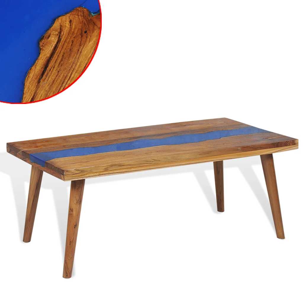 vidaXL Table basse teck résine 100x50x40 cm