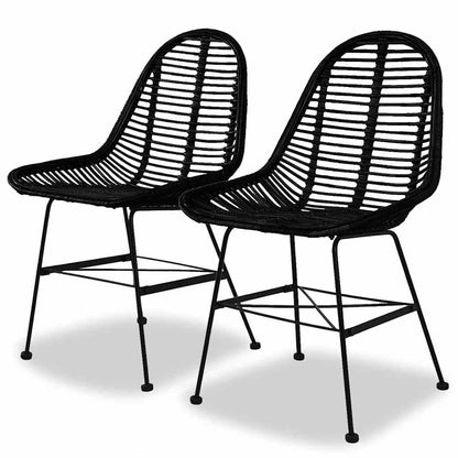 vidaXL Chaises de salle à manger 2 pcs. rotin naturel noir