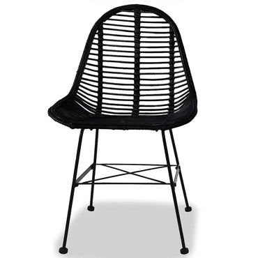 vidaXL Chaises de salle à manger 2 pcs. rotin naturel noir