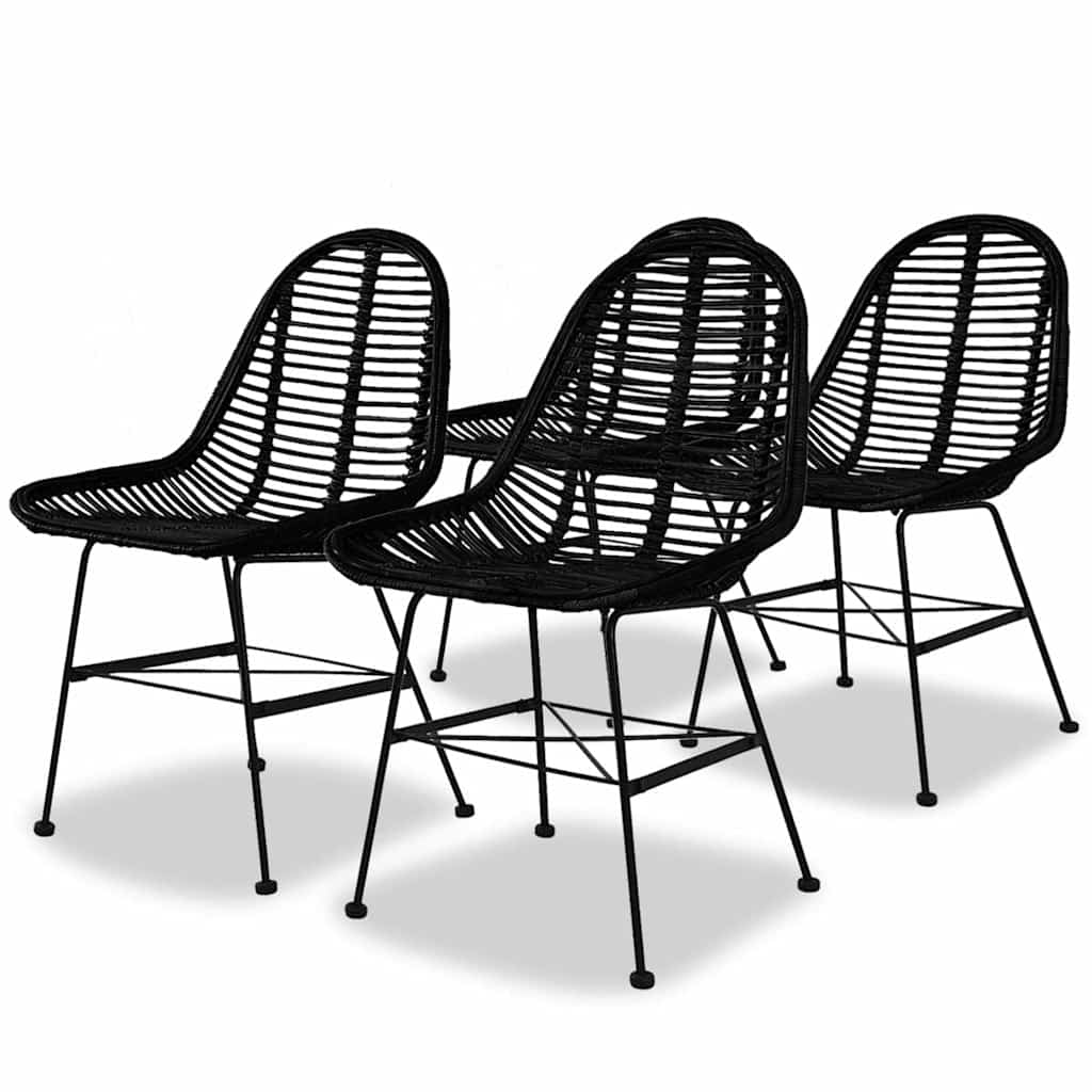 vidaXL Chaises de salle à manger 4 pcs Rotin naturel Noir