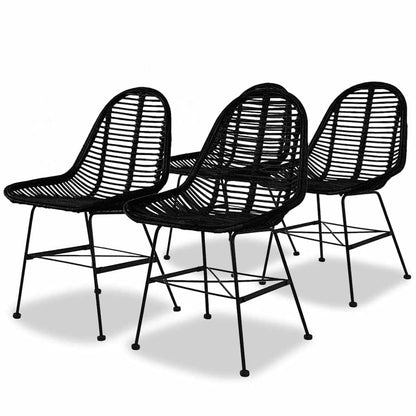 vidaXL Chaises de salle à manger 4 pcs Rotin naturel Noir