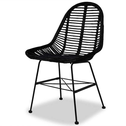 vidaXL Chaises de salle à manger 4 pcs Rotin naturel Noir