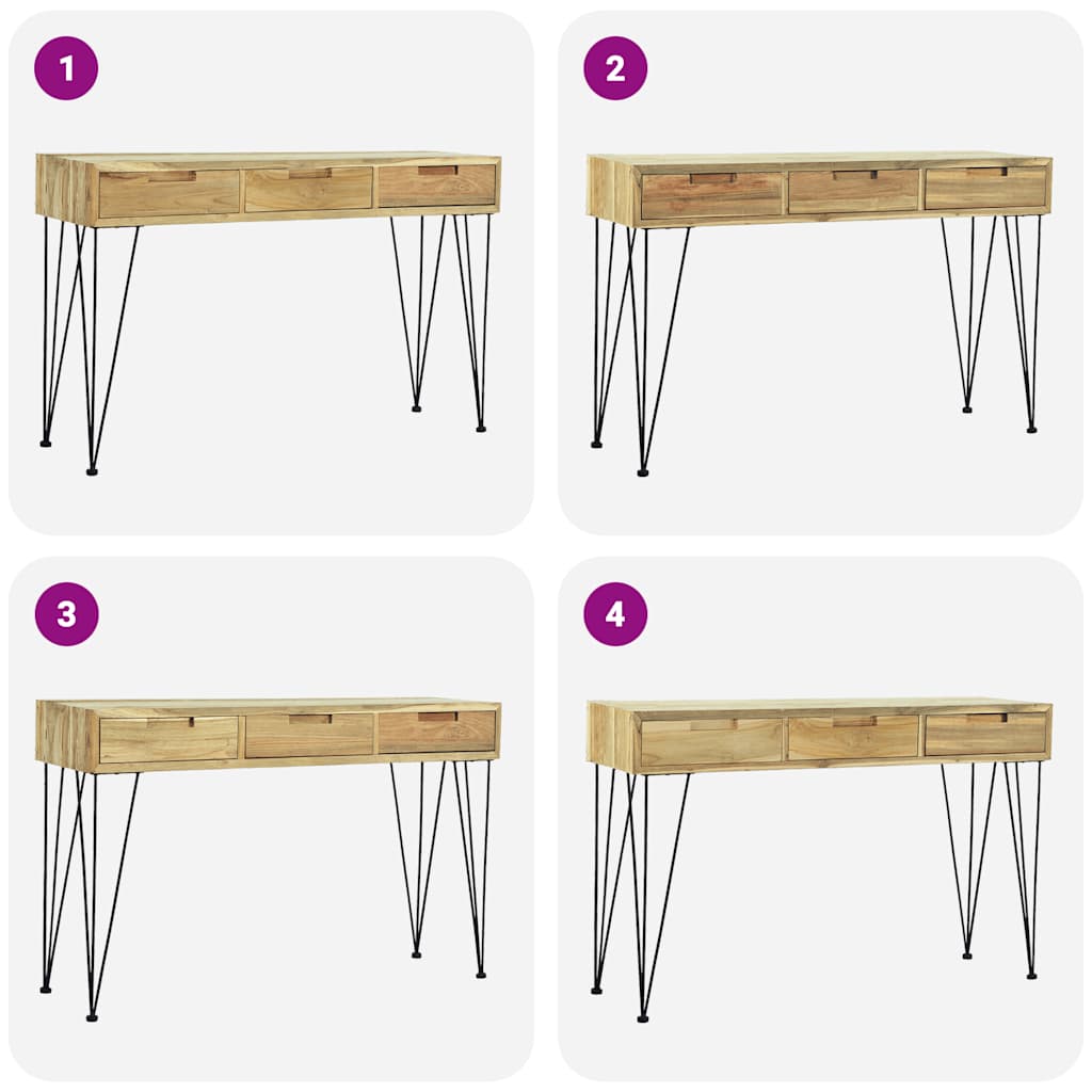 vidaXL Konsolentisch 120 x 35 x 76 cm Teak Massiv