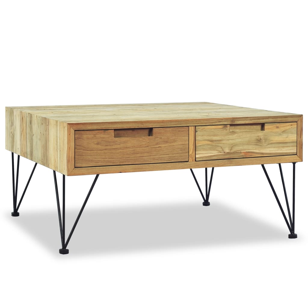 vidaXL Table basse 80x80x40 cm en bois de teck massif