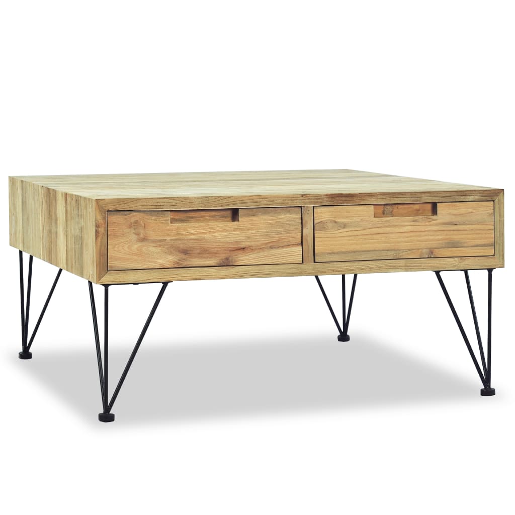 vidaXL Table basse 80x80x40 cm en bois de teck massif