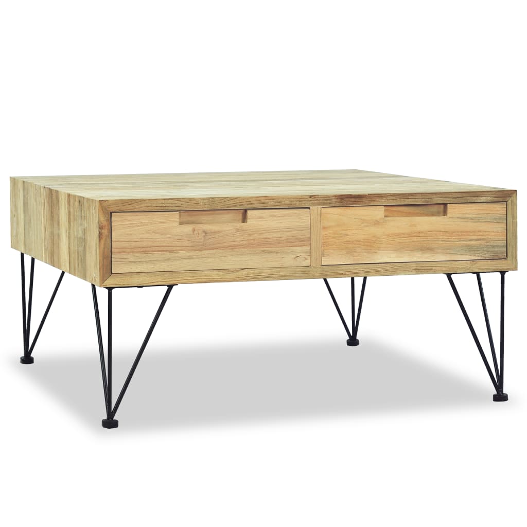 vidaXL Table basse 80x80x40 cm en bois de teck massif