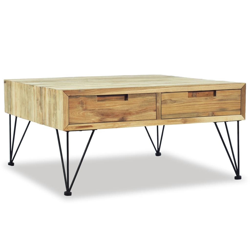 vidaXL Table basse 80x80x40 cm en bois de teck massif