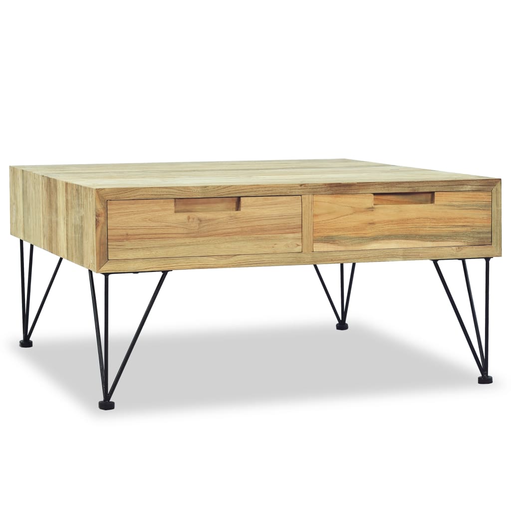 vidaXL Table basse 80x80x40 cm en bois de teck massif