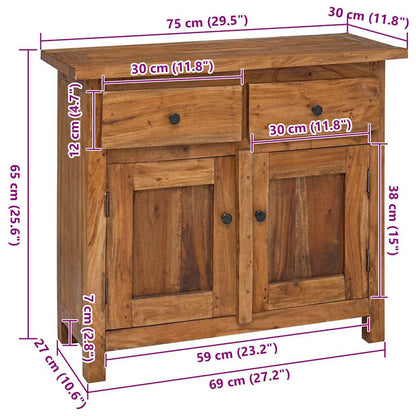 vidaXL Sideboard Massives Mahagoniholz 75x30x65 cm
