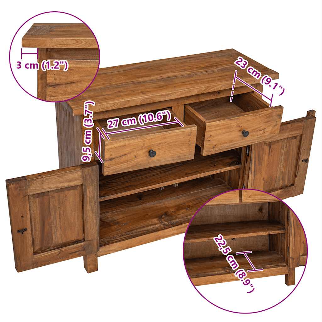 vidaXL Sideboard Massives Mahagoniholz 75x30x65 cm