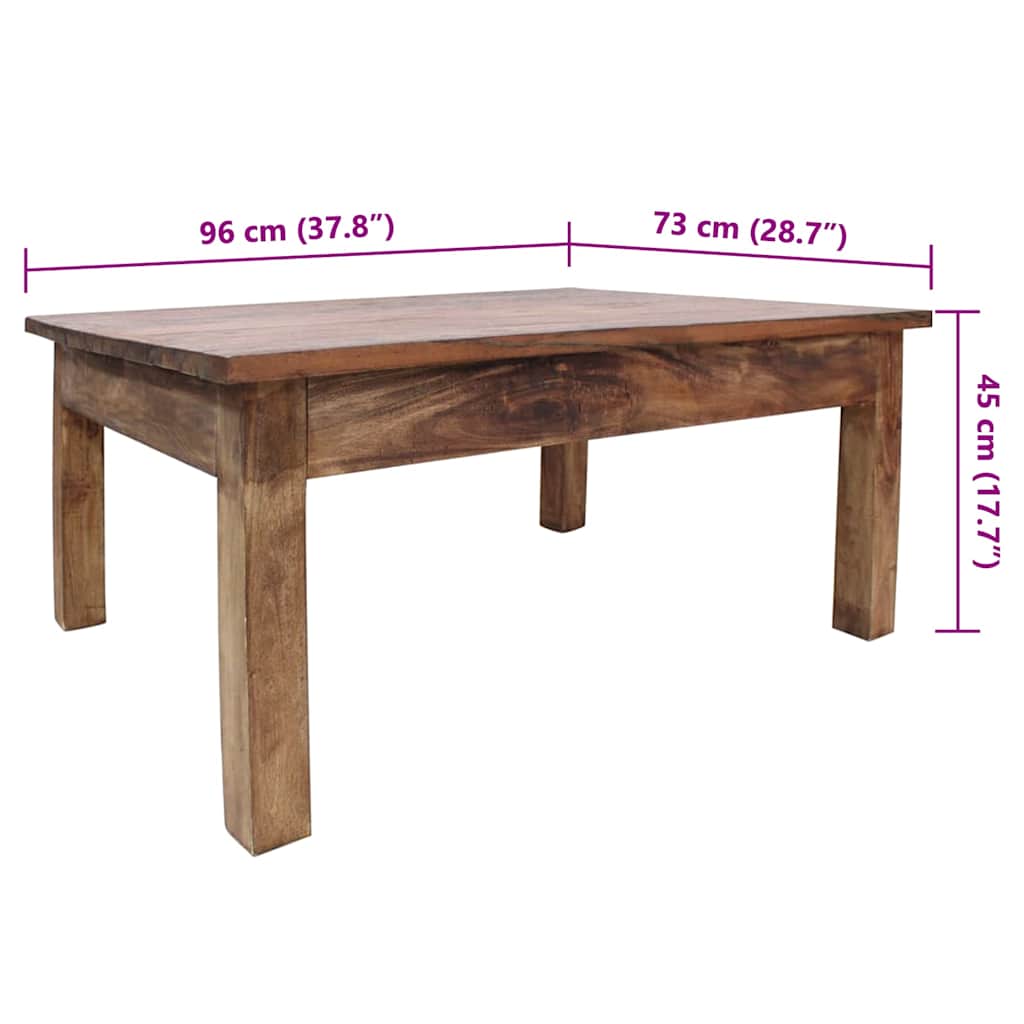 vidaXL Couchtisch Massives Mahagoniholz 96x73x45 cm