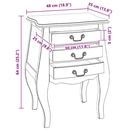 vidaXL Table de chevet en bois d'acajou massif 48x35x64 cm