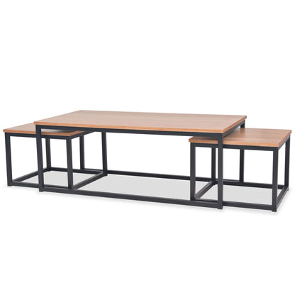 vidaXL Table basse 3 pcs Bois de frêne