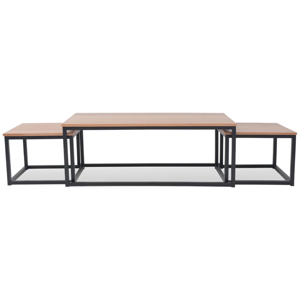 vidaXL Table basse 3 pcs Bois de frêne