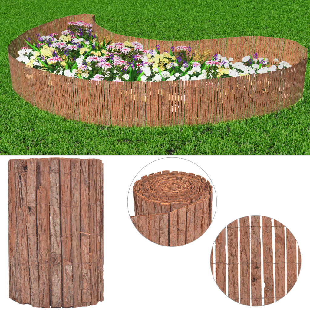 vidaXL Clôture de jardin en écorce 1000×50 cm