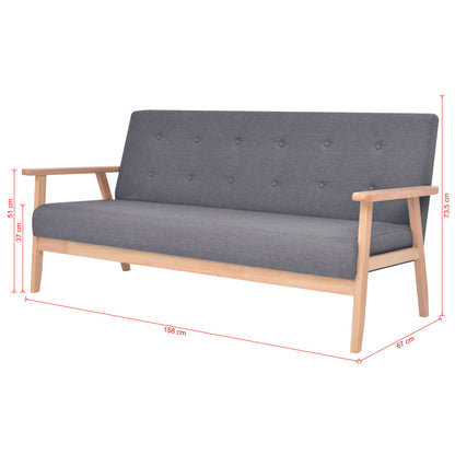 vidaXL 3-Sitzer Sofa Stoff Dunkelgrau