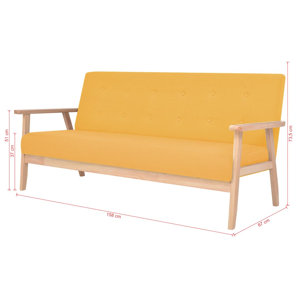 vidaXL 3-Sitzer Sofa Stoff Gelb
