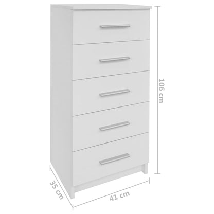 vidaXL Commode haute en bois d'ingénierie 41x35x106 cm Blanc