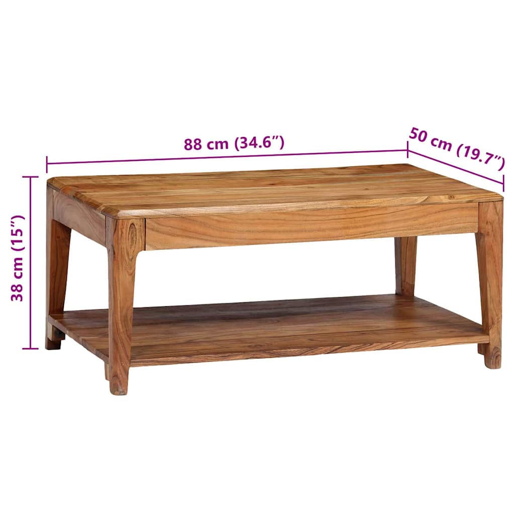 vidaXL Table basse en bois massif 88x50x38 cm