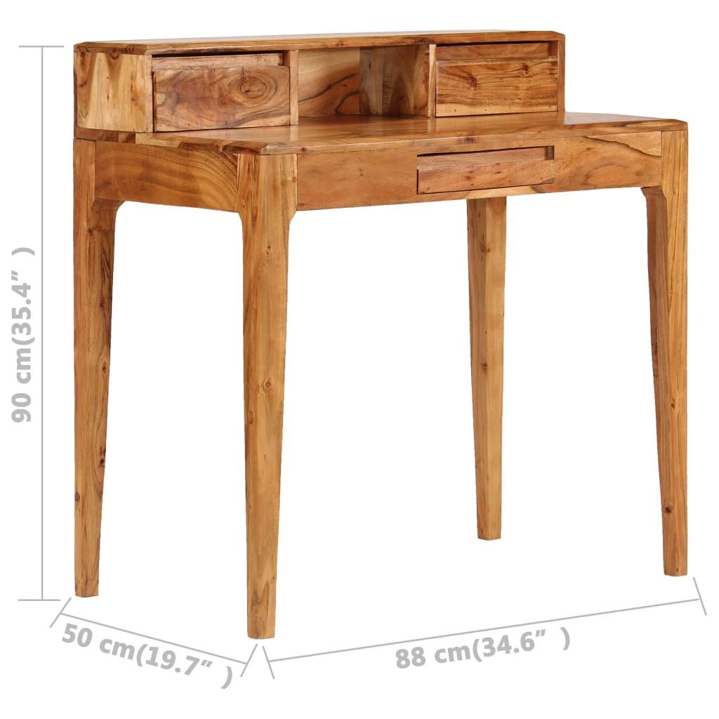 vidaXL Schreibtisch mit Schubladen Massivholz 88 x 50 x 90 cm