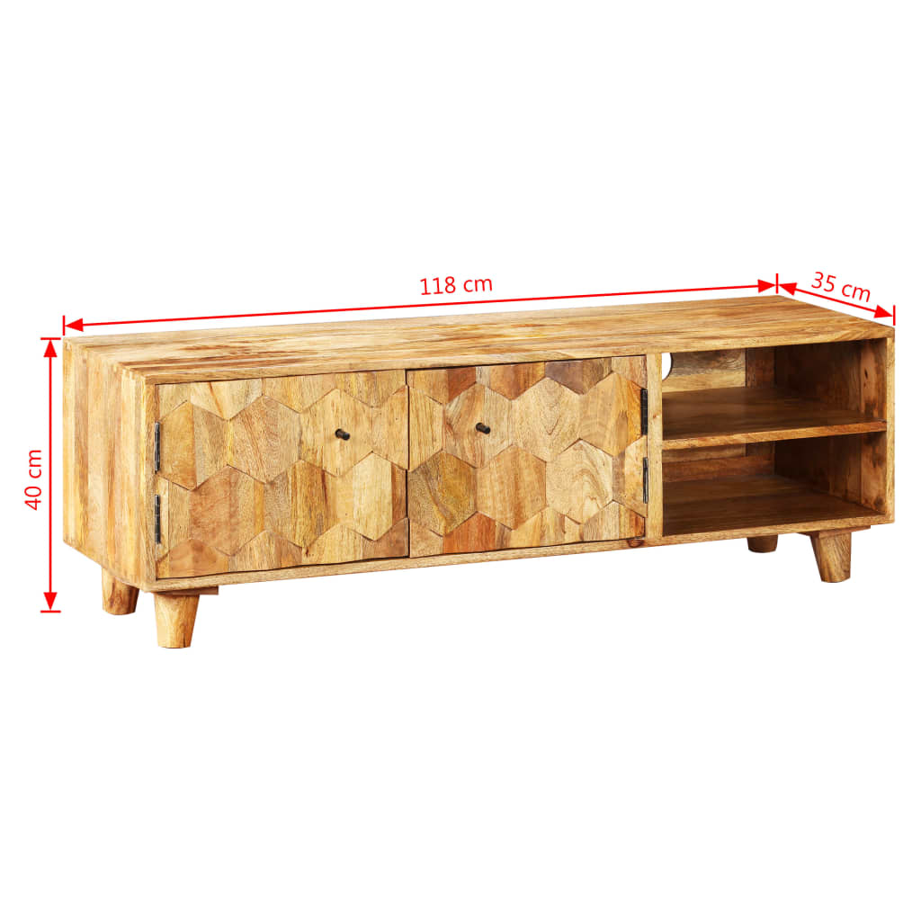 vidaXL Meuble TV en bois de manguier massif 118x35x40 cm