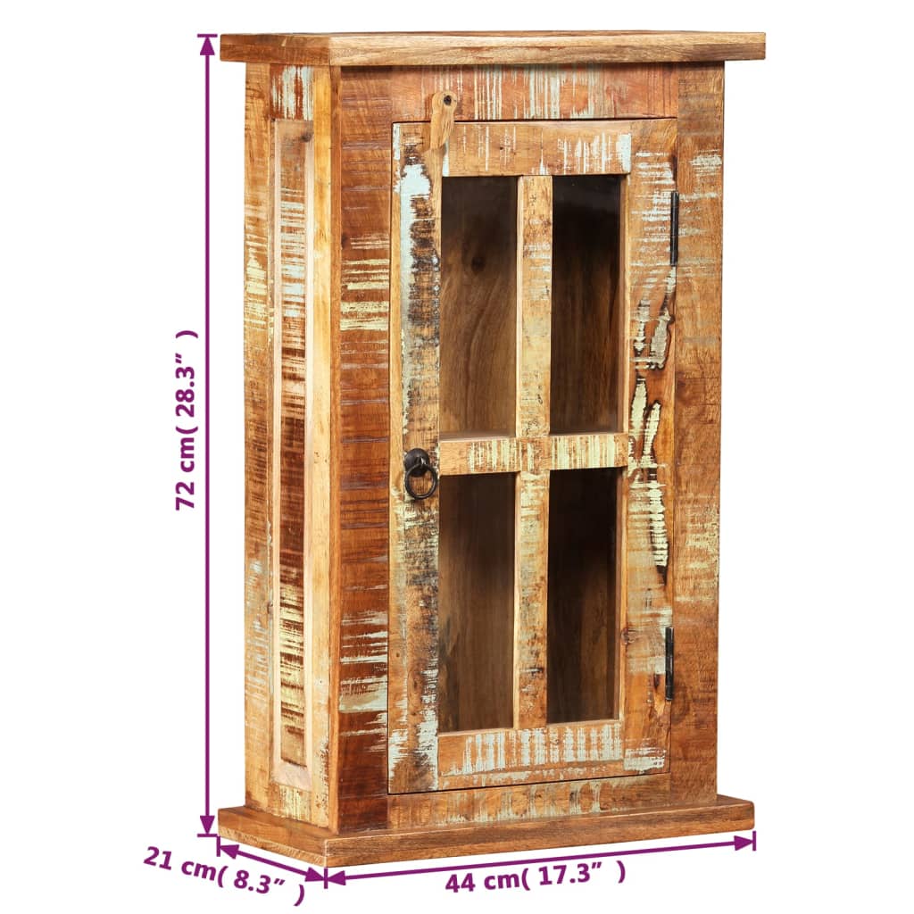 vidaXL Wandschrank Altholz Massiv 44x21x72 cm