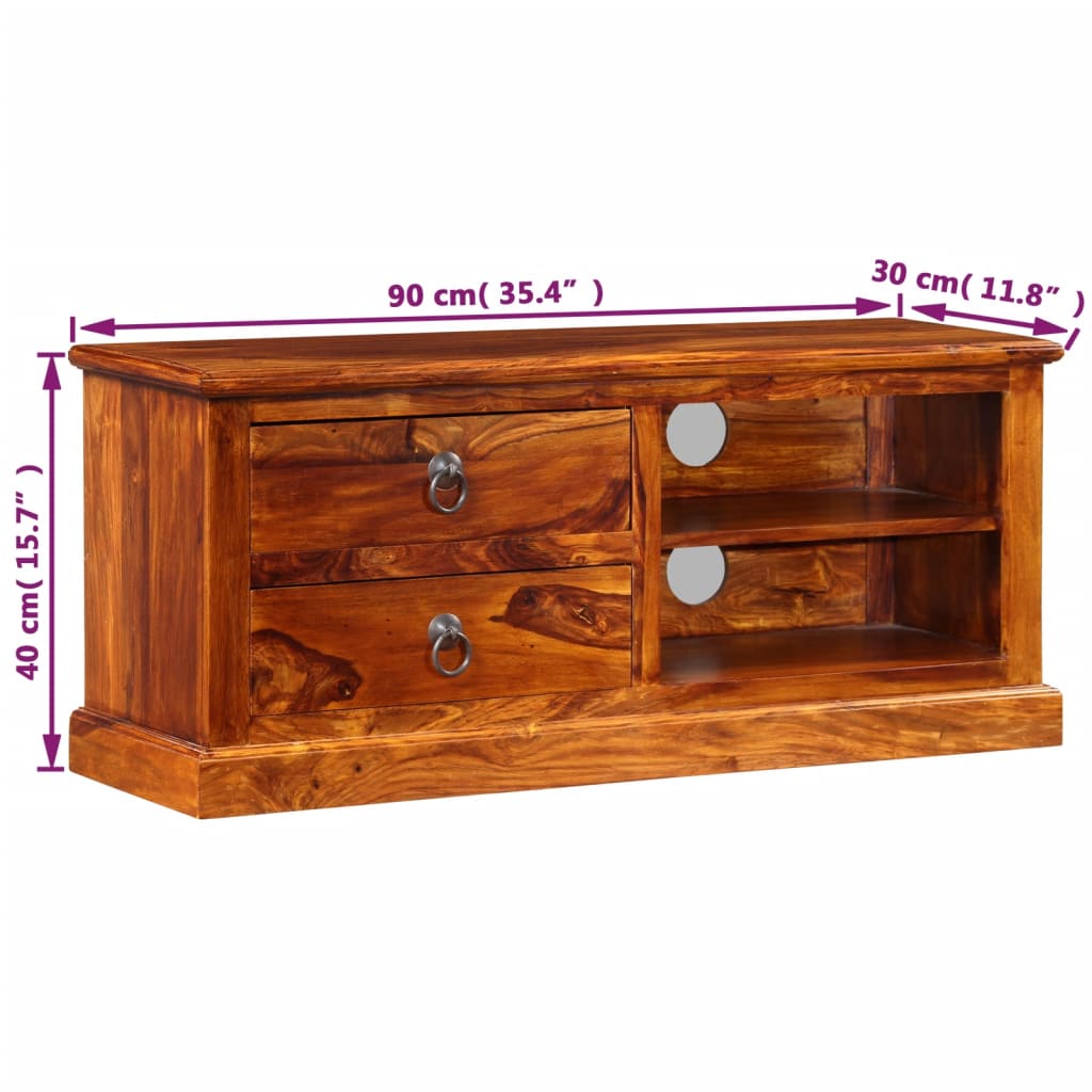 vidaXL Meuble TV Bois d'acacia massif 90x30x40 cm