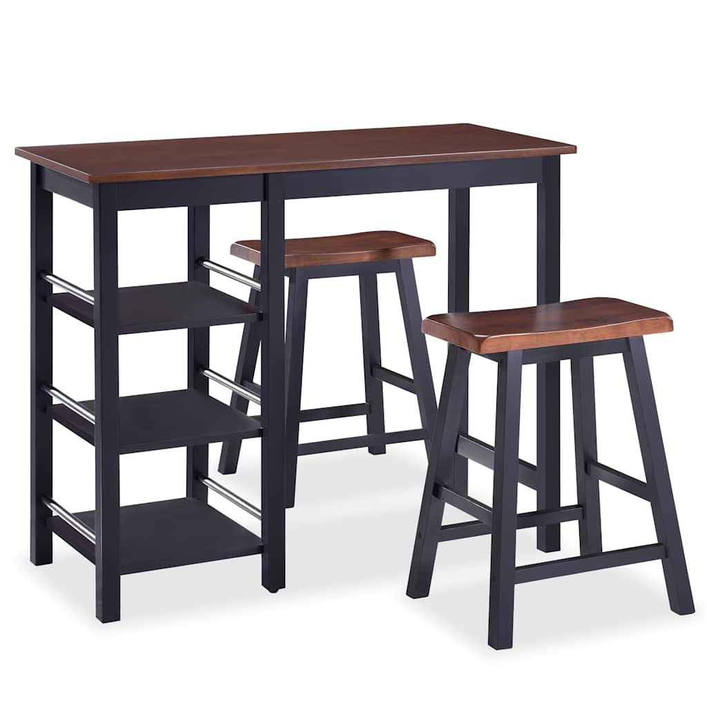 vidaXL Ensemble de bar 3 pièces MDF noir