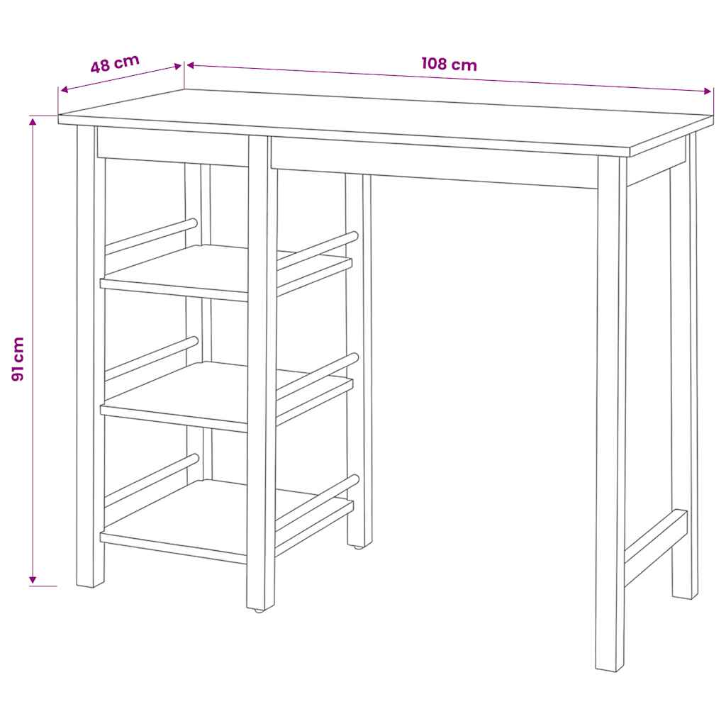 vidaXL Ensemble de bar 3 pièces MDF blanc