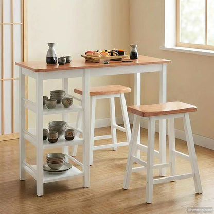 vidaXL Ensemble de bar 3 pièces MDF blanc