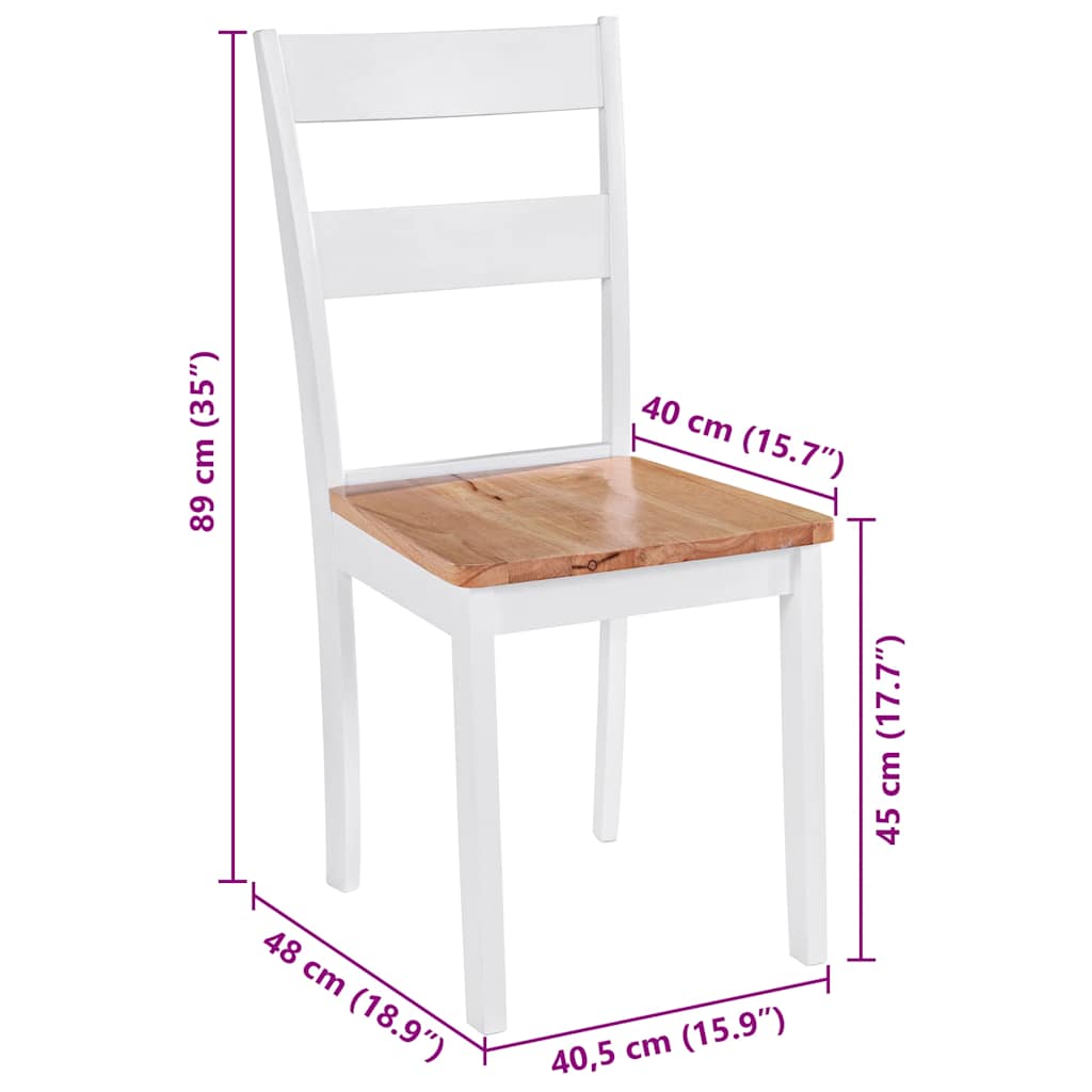 vidaXL Chaises de salle à manger 2 pcs Blanc Bois massif d'hévéa
