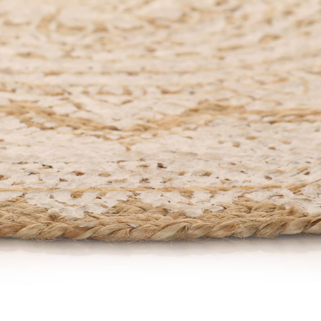 vidaXL Tapis en jute tressé et imprimé 90 cm rond