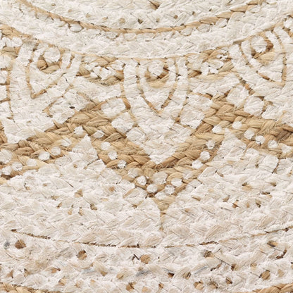 vidaXL Tapis en jute tressé et imprimé 90 cm rond