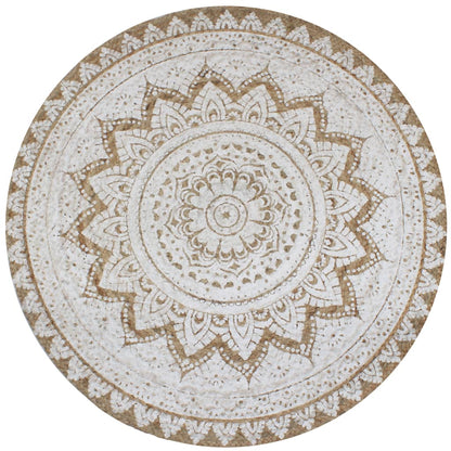 vidaXL Tapis rond tressé en jute imprimé 120 cm