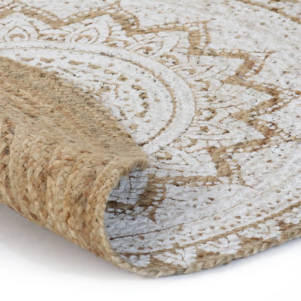 vidaXL Tapis rond tressé en jute imprimé 120 cm