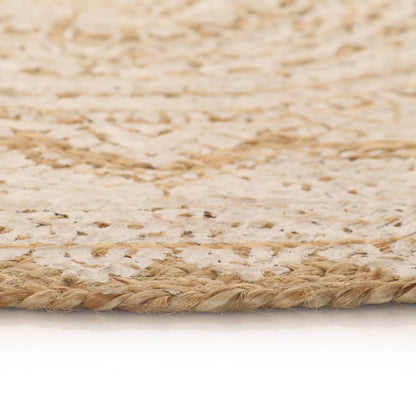 vidaXL Tapis rond tressé en jute imprimé 120 cm