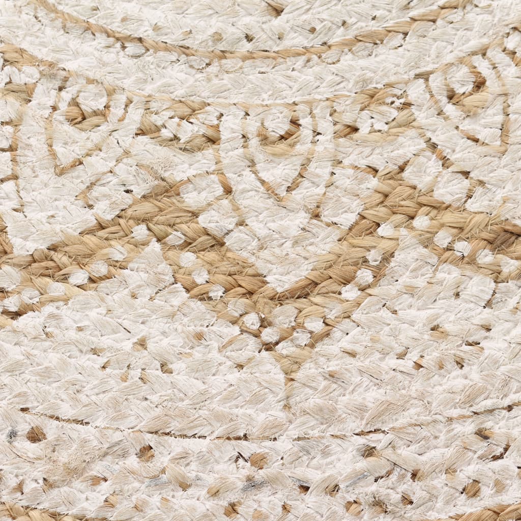 vidaXL Tapis rond tressé en jute imprimé 120 cm