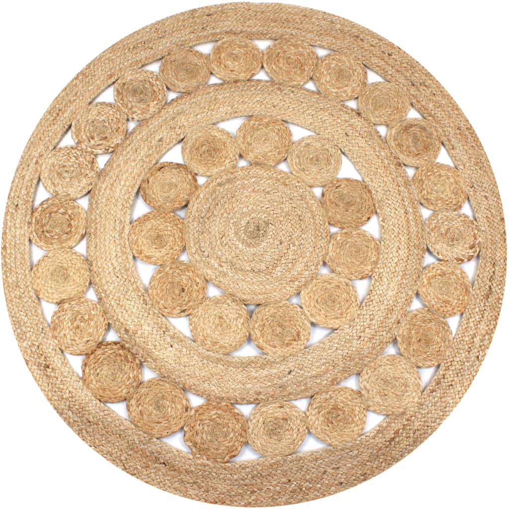 vidaXL Tapis en jute tressé motif rond 120 cm