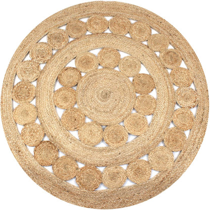 vidaXL Tapis en jute tressé motif rond 120 cm